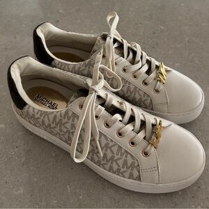 Michael Kors Cream and Brown Logo Sneakers
